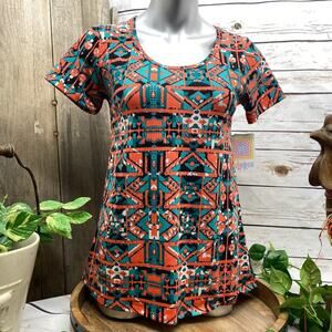 LuLaRoe Classic T Tee shirt T-Shirt XXS Scoop Neck NWT New Orange Turquoise